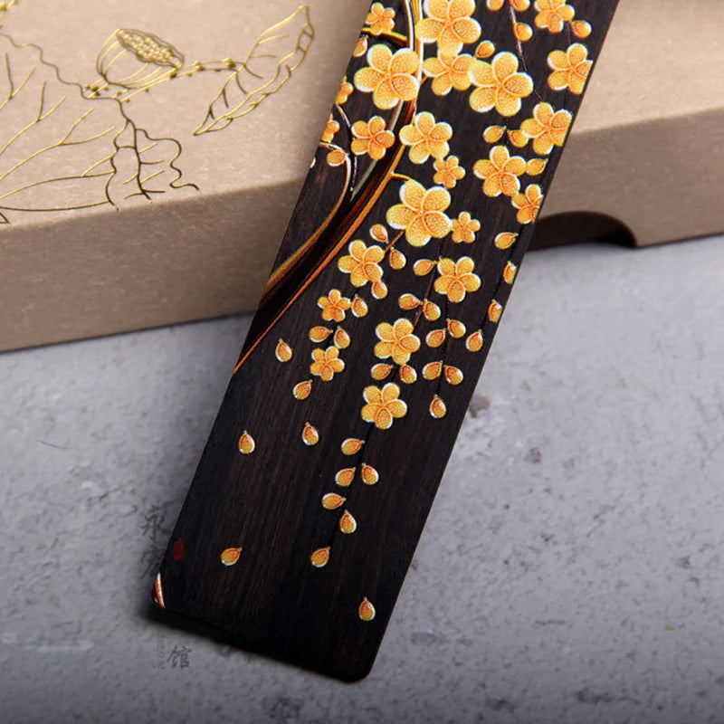 Retro Ebony Painted Golden Tree Wooden Bookmark Creative Chinese Style