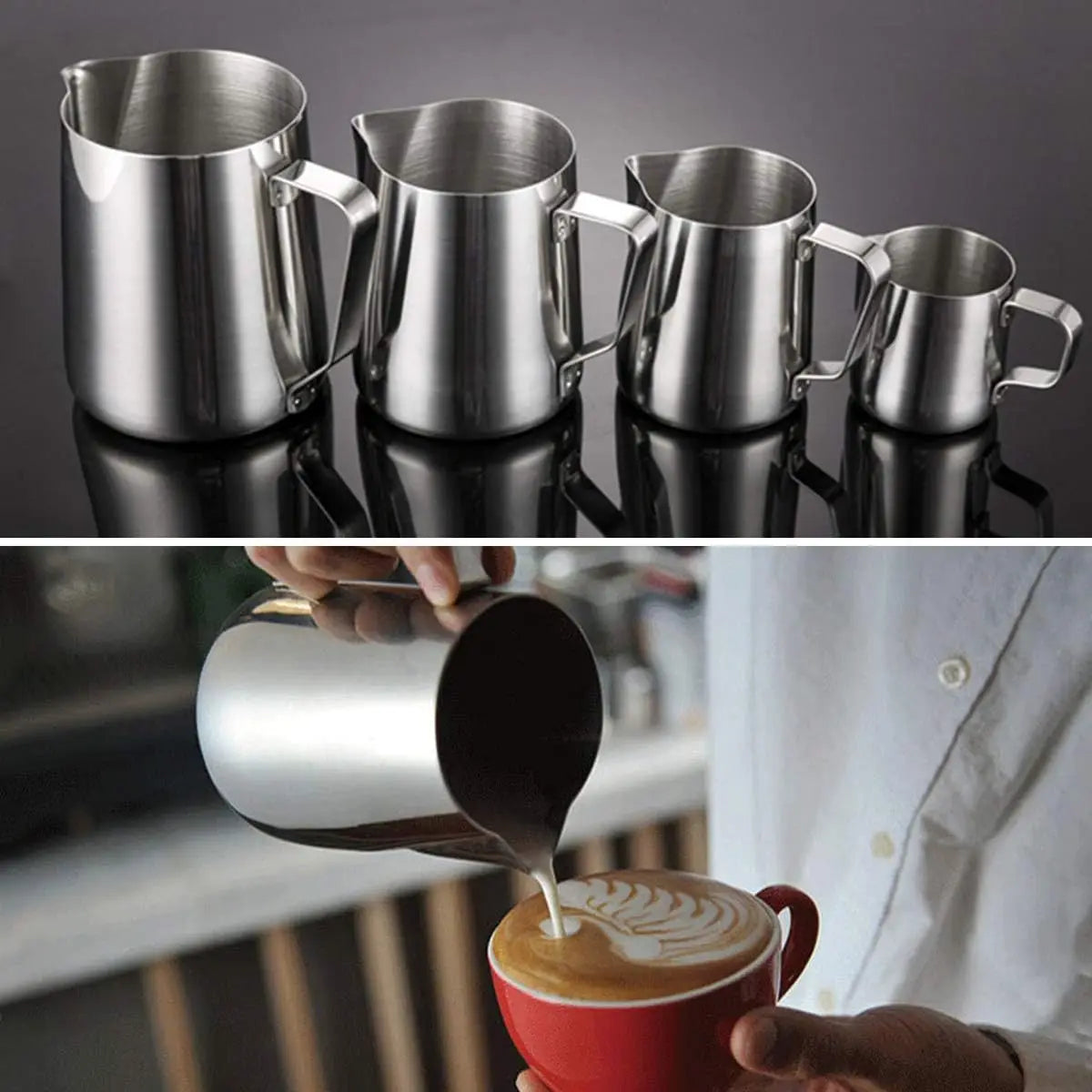 100/350/600/1000ml Milk Jugs Fashion Stainless Steel Milk Craft Milk Frothing Pitcher Coffee Latte Frothing Art Jug Mug Cup