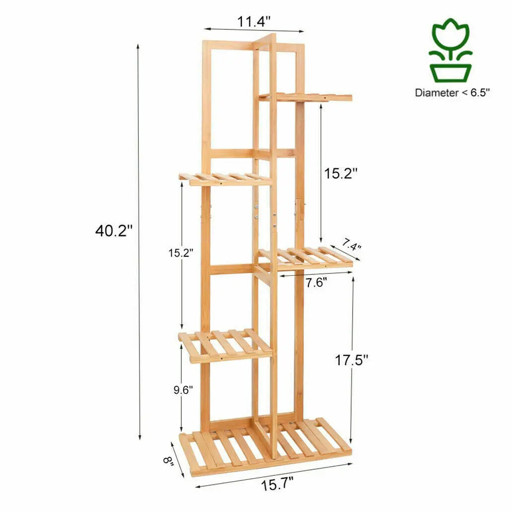 Bamboo Plant Stand Rack Multiple Flower Pot Holder Shelf Indoor Outdoor Planter Display Shelving Unit for Patio