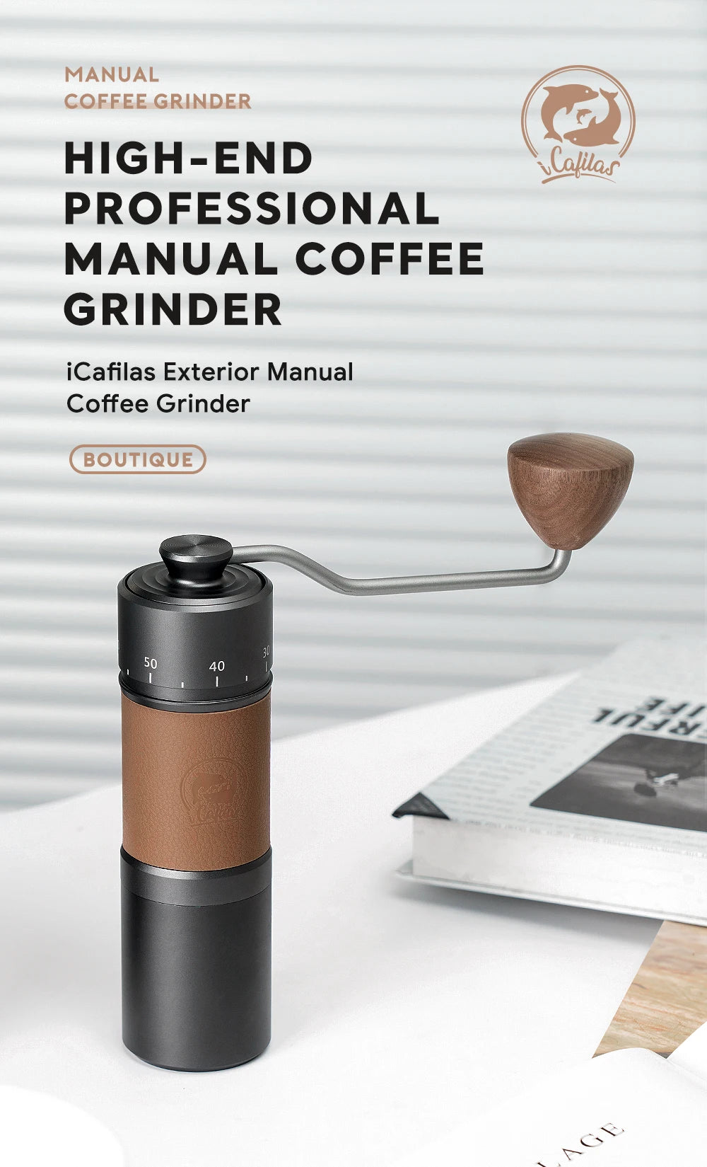 iCafilas Upgrade Manual Coffee Grinder Professional 420 Stainless Steel 7 Core Burrs Coffee Beans Grinder Handmade Coffee Tools