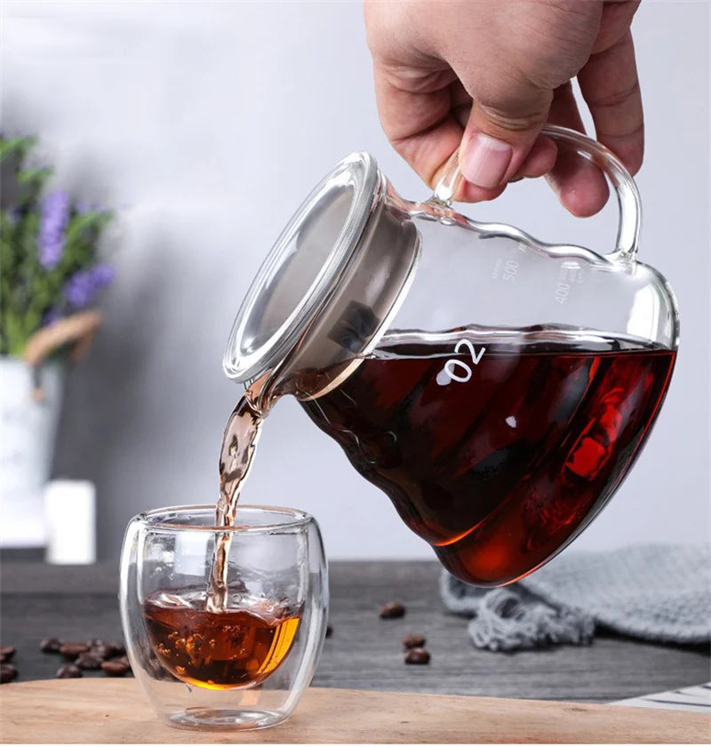 350/600/800ml Clear Glass Coffee Carafe Clouds Shape Glass Kettle Sharing Pot with Lids Coffee Pot for Pour Over Coffee Maker