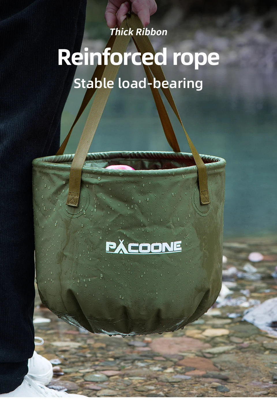 PACOONE Foldable Round Bucket Outdoor Travel Portable Water Basin Storage Bucket Camping Equipment