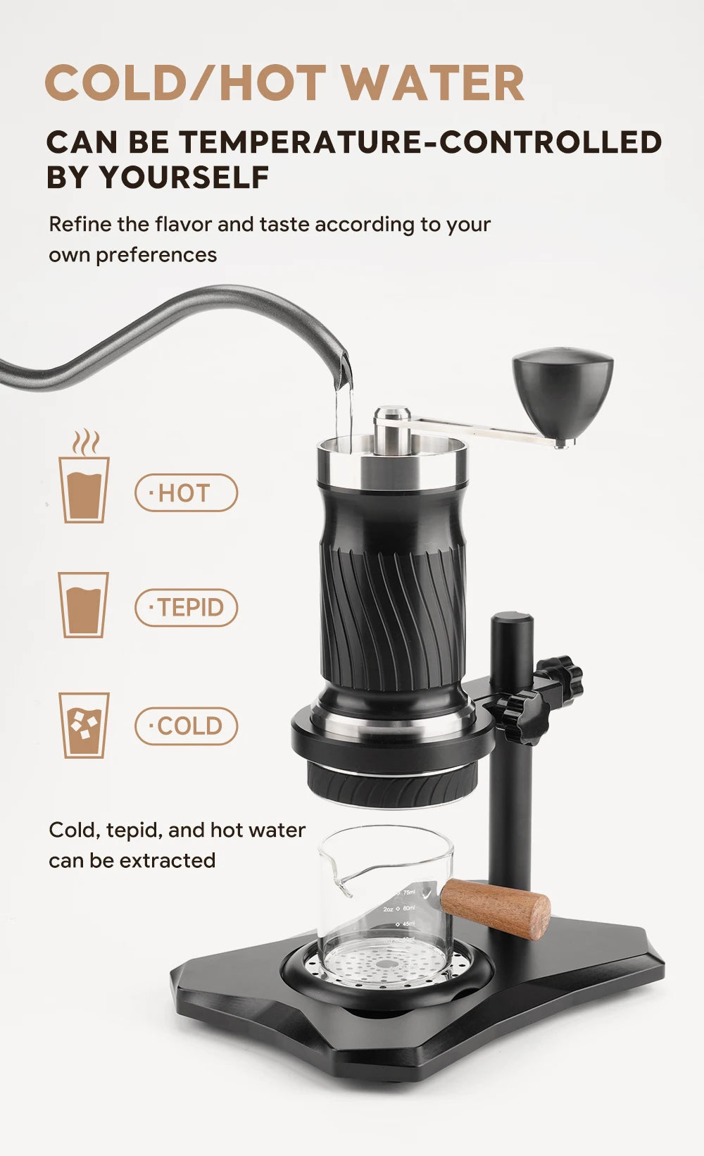 iCafilas 2in1 Manual Espresso Coffee Maker Machine Stainless Steel Screw Progressive High-pressure Hand Italian Thickener