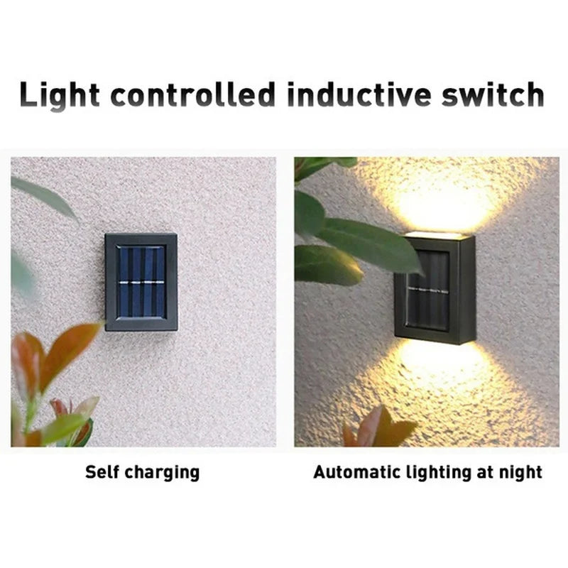 Solar Up and Down Spot Lights Outdoor, Street Wall Light Lamp Solar Powered Sunlight Waterproof Solar Lamp Garden Decorative