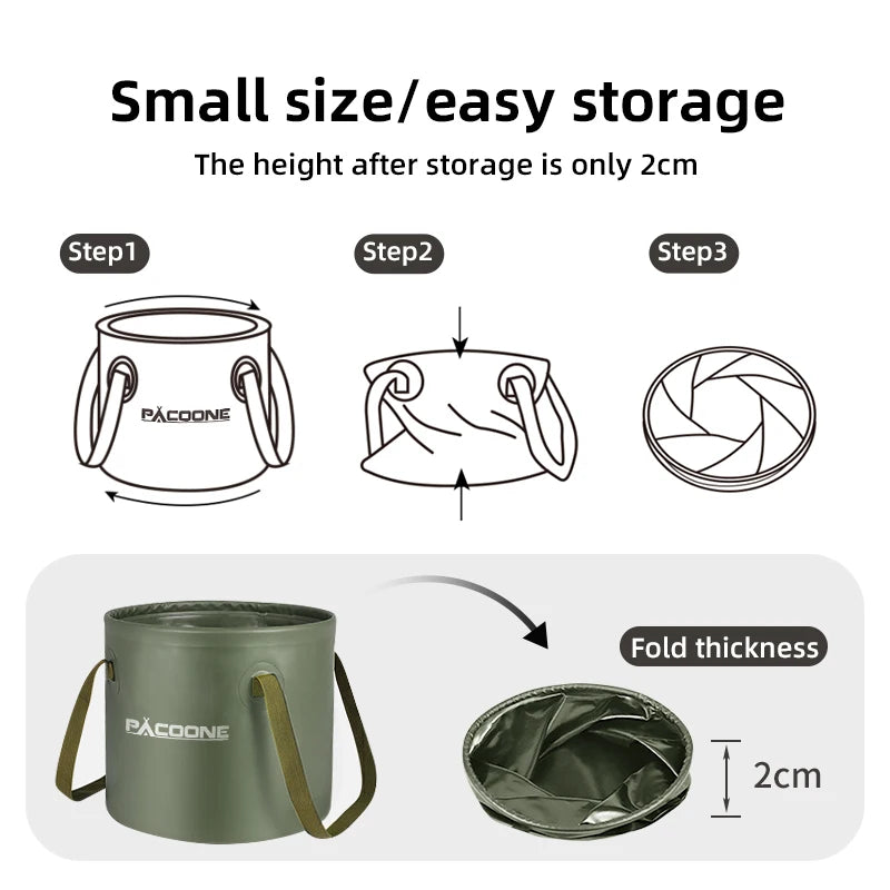 PACOONE Foldable Round Bucket Outdoor Travel Portable Water Basin Storage Bucket Camping Equipment