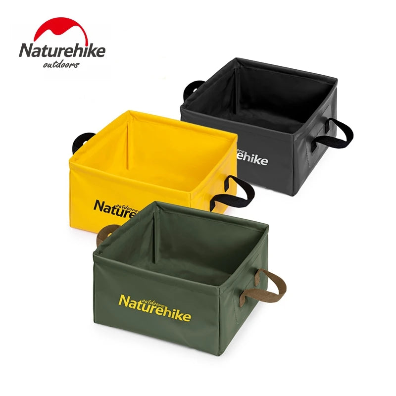 Naturehike 2024 New 13L Foldable Square Water Sink Bucket Storage Bag Travel Portable Outdoor Durable Camping Hiking kamp