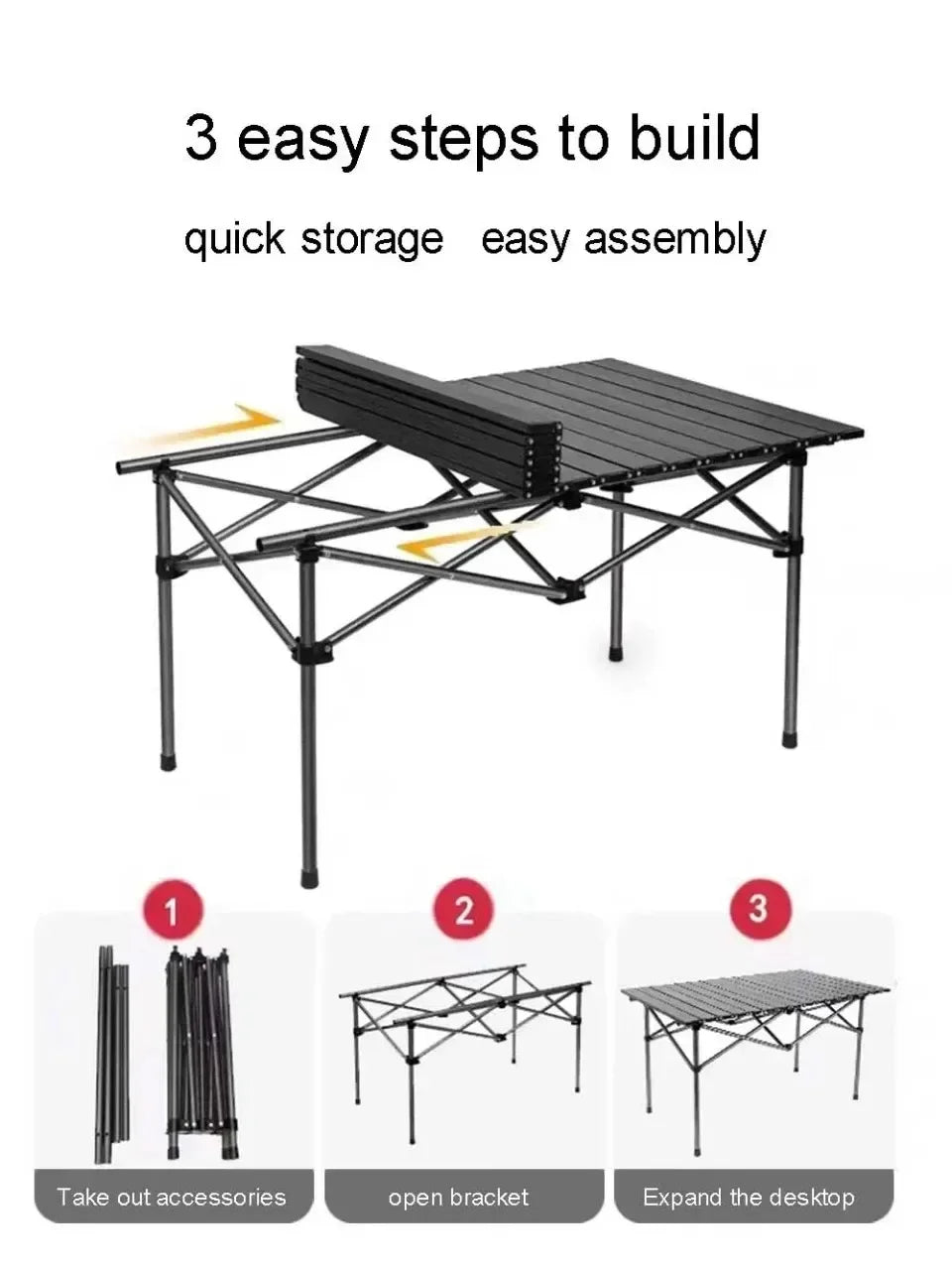 Picnic Camping Table Outdoor Portable Folding Desk Lightweight With Easy Carrying Bag For Self-Driving Trips Egg Roll Long Table