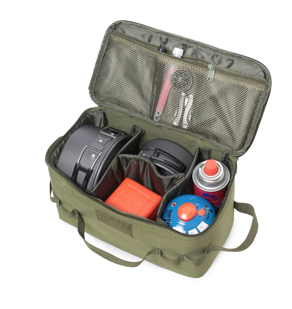 PACOONE Outdoor Camping Gas Tank Storage Bag Large Capacity Ground Nail Tool Bag Gas Canister Picnic Cookware Utensils Kit Bag