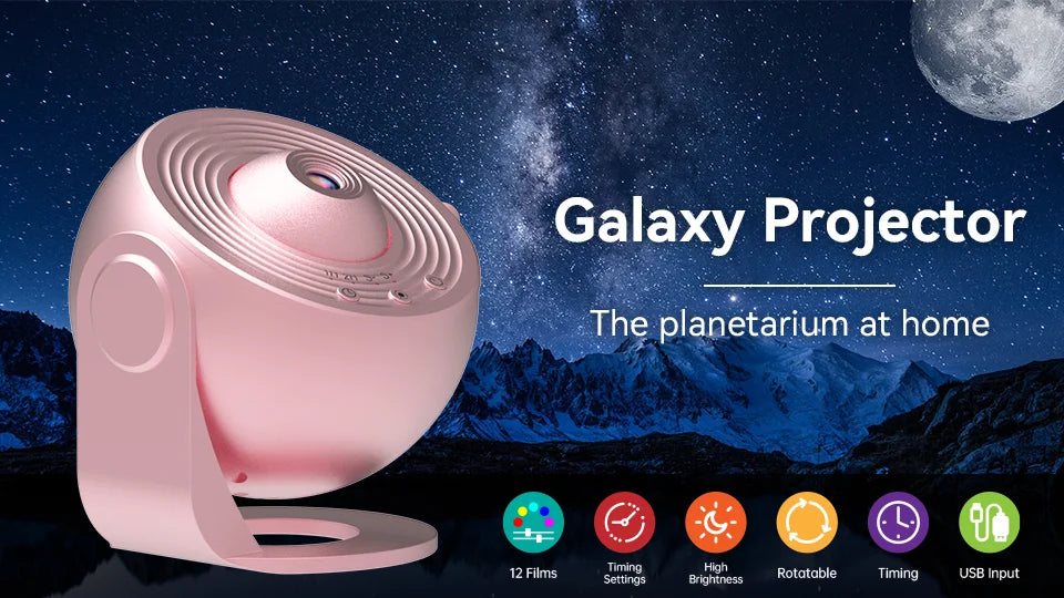 Night Light Galaxy Projector Starry Sky Projector 360° Rotate Planetarium Lamp For Kids Bedroom