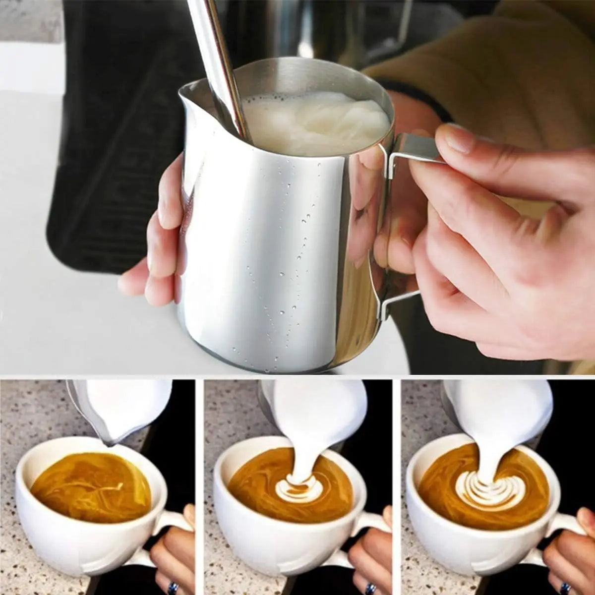 100/350/600/1000ml Milk Jugs Fashion Stainless Steel Milk Craft Milk Frothing Pitcher Coffee Latte Frothing Art Jug Mug Cup