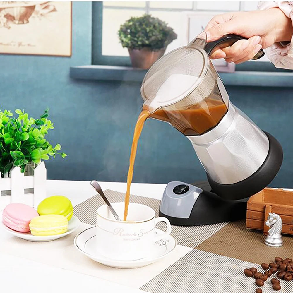 3 to 6 Cup Maker Electric Italian Coffee Top  Pot Percolators Tool Filter Cartridge EU Plug Aluminium 220V