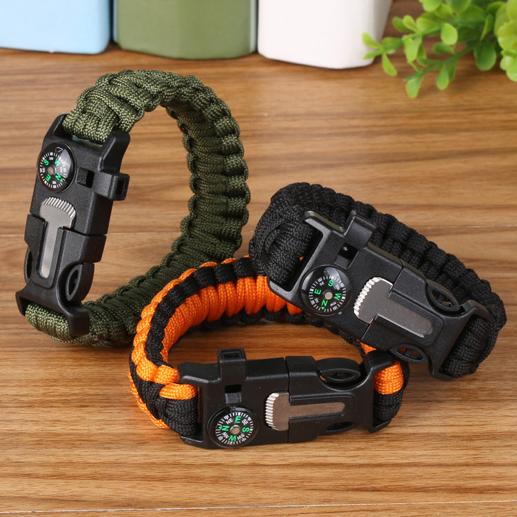 Men Women Paracord Outdoor Survival Bracelet Multi-function Camping Rescue Emergency Rope Bangles Compass Whistle 3 in 1