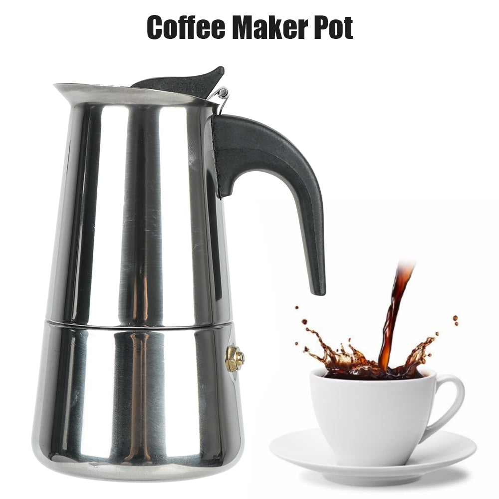 Coffee Maker Pot Moka Coffee Maker Stainless Steel 2/4/6/9 Cups Mocha Espresso Latte Stovetop Filter Coffee Pot for Kitchen